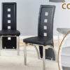 Table and chair set.63"*35.4" White Imitation Marble Pattern MDF Dining Table Set - 6 PU Chair With Black Saddleback, Geometric Pattern Backrest,Silver Curved Metal Leg..Suitable For Various Scenes.