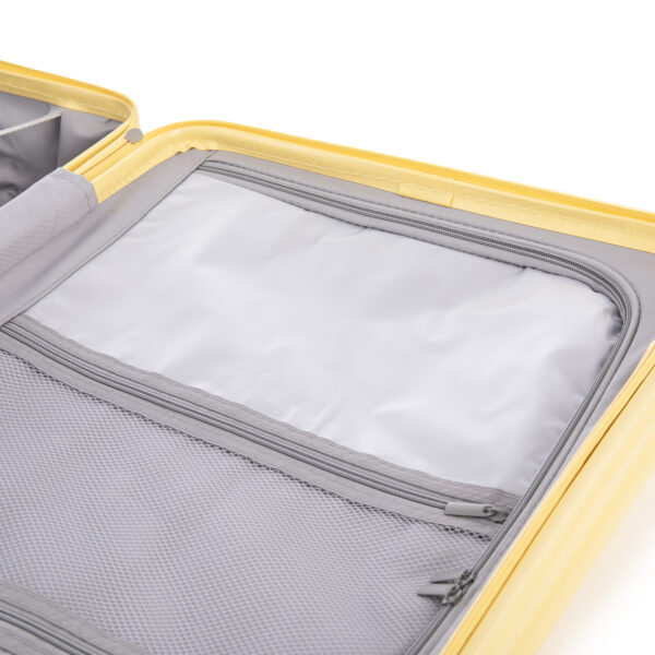 20"/24"/28" 3 pcs/set in ABS Spinner Wheel Luggage, Carry on Suitcase, with Cup Holder & USB Port & Phone Holder (Yellow)