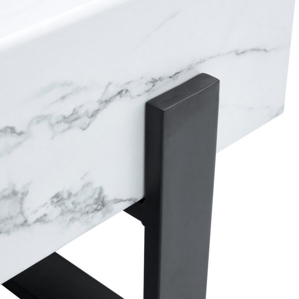 a606e02892ec4f63a1b0d556905c7ff0_1c25318bf2a8240f363bfcb4509c29d3 47.2"x23.6" Black and White Minimalist MDF Marble-Patterned Coffee Table.White marble pattern sticker,Black metal leg spray coating,MDF Coffee table.Showcasing a modern and simple style.