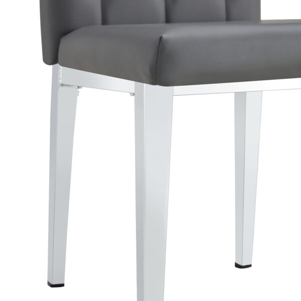 a61f4747f5a9478297becfca0bbaa497_3353444dc7fe8887611b2ed77709bcc2 4 piece set of gray armless dining chairs brings a touch of elegance and mystery to the dining area with its deep gray tone,The grid and buckle design of the back add a vintage yet fashionable touch