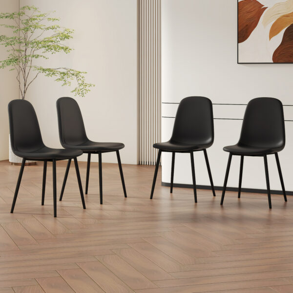 a625400e26f74c6eb75d5a96f7463c5b_abc14f7710e2713c873a82808ce2bf46 Modern Minimalist Black Dining Chair Set - Four Chairs per Box, Stable and Comfortable.Modern Mid-Century Style Upholstered Side Chairs,Spoon Shaped Chairs With Black Metal Legs.