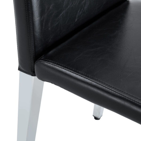 a62d30203e3d439f884dd070aa12f9e3_75756ae6fbe90f479be0d5eed2f5d4c6 Two Black PU dining chairs,Silver Metal Legs.Simple and versatile, comfortable and accompanied. Exquisite and versatile dining chairs unlock a comfortable new experience.(Set of 2)