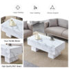 Modern Simple White Marble Texture MDF Coffee Table - 43.3"x21.6"x17.2" Practical Model.Making it an ideal addition to any living room or apartment.W1151134962