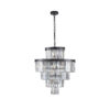 (Same as W1340P188535/L5002-600-B) 24" Luxury Crystal Chandelier with Black Finish – Elegant 15-Light 5 Tier Pendant Light Fixture for Living Room, Dining Room, or Entryway (Bulb Not Included)