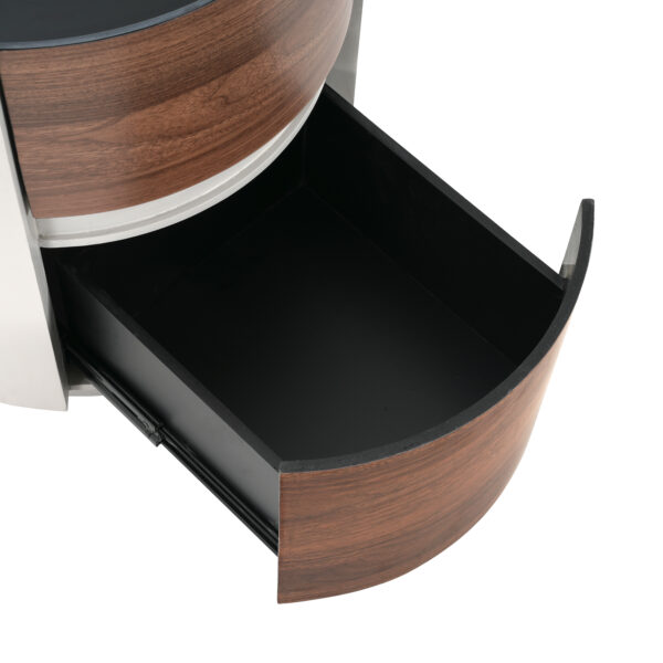 a6c80c25417a4d5fbfcb9b72a978e88b_77098144e2fb647ce4841b95aa6df4b6 MDF ITALIAN RETRO DOUBLE STORAGE ROUND SIDE TABLE, GRAY BROWN COLOR
