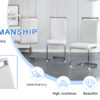 Table and chair set.Elegant Transparent Tempered Glass Dining Set - 71"x35.4" with 6 White PU Chairs with silver C-tube metal leg.