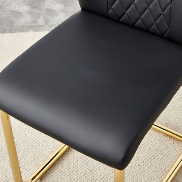 a72af734ba0744869c86a95661980a8f_080f8013028d83c193c20480470b3775 Table and chair set, large modern minimalist rectangular dining table, 0.39-inch imitation marble tabletop and golden metal legs, soft leather seats. F-1537