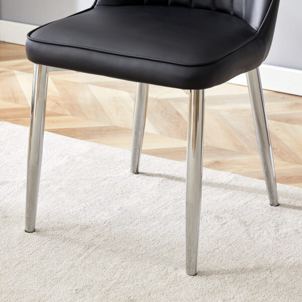 a733075216124389b2889f55f3e00bb1_9582b83604fa0ea3d01b76ebc43d3f6c Table and chair set.63*31.4 Inch Luxurious Cold Jade Sintered Stone Dining Table Set - 4 Black Chairs With Silver Metal Legs.Modern Light Luxury.Perfect For Dinner Room,Meeting Room,Kitchen,etc.