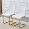 Modern dining chairs, dining room chairs, and golden leg cushioned chairs made of artificial leather, suitable for kitchens, living rooms, bedrooms, and offices. Set of 6 pieces (white+PU )C-001