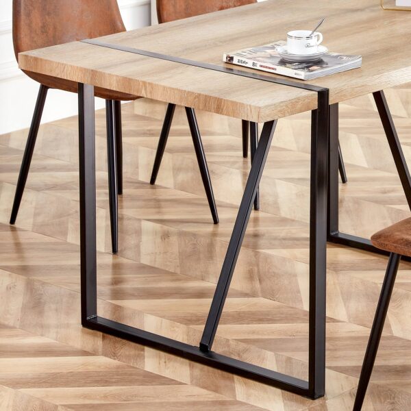 Rustic Industrial Rectangular Wood Dining Table For 4-6 Person, With 1.5" Thick Engineered Wood color Tabletop and Black Metal Legs,Desk For Kitchen Dining Living Room, 55.1" x 31.4"x 29.9"1529W115172