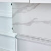 White environmental protection MDF minimalist dresser, desk, desktop computer desk, with double drawer storage space, simple home, perfect for various styles of home environment.