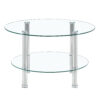 Contemporary Minimalist Double Layer Tempered Glass Coffee Table - 27.5" Top and 23.6" Bottom.Reinforced Glass Tabletop,Stainless Steel Silver Plated Legs.
