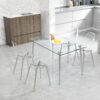 Modern minimalist transparent dining chair, plastic chair, armless crystal chair, Nordic creative makeup stool, negotiation chair, silver plated metal leg 6-piece set, TW-1200
