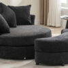 Orisfur. 360° Swivel Accent Barrel Chair with Storage Ottoman & 4 Pillows, Modern Chenille Leisure Chair Round Accent for Living Room, Gray
