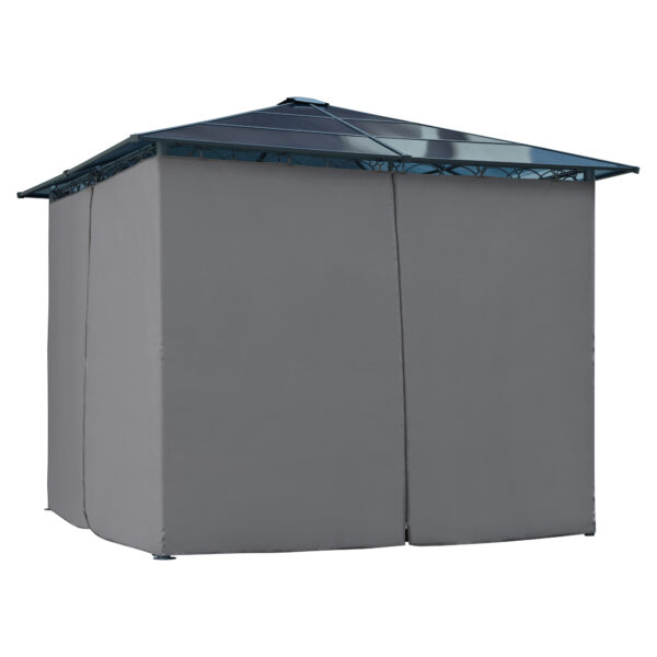 TREXM 10'x10' Hardtop Outdoor Gazebo with Polycarbonate Roof, Patio Gazebo with Aluminum Frame, Mosquito Netting and Privacy Screens for Shade and Rain, Backyard Tent for Backyard, Garden, Lawn (Grey)