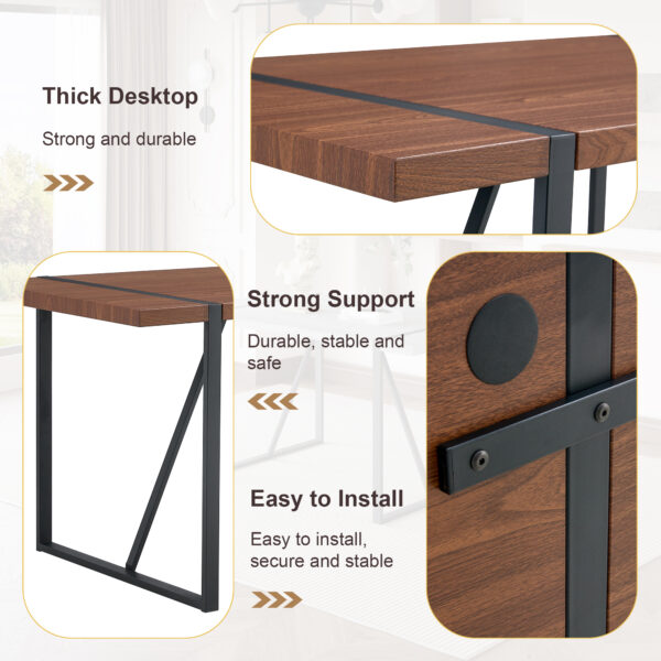 a7d1b8f58d0f4f90b1fdcb9e82eb1b4b_919d9c2e4029df323a20838451cbd359 Table and chair set. A minimalist retro rectangular dining table with a specially textured top and black metal legs, paired with 4 soft chairs and black metal legs, showcases a beautiful home style.