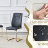 Table and chair set.Modern Luxurious Transparent Tempered Glass Dining Table Set with 6 Chairs.Single Fork Golden Metal Table Legs.Black high-quality PU dining chairs with golden metal legs.