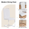 Table and chair set.63*31.4 Inch Pandora Patterned Sintered Stone Dining Table Set - 4 White PU Chairs With Silver Metal Legs.Modern Light Luxury.Perfect For Dinner Room,Meeting Room,Kitchen,etc.
