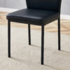 Luxury Simple Chair - Set of 6 BLACK PU Material High Resilience Dining Chair with Metal Black Leg.The Chair Back Has a Vertical Stripe Design With Smooth And Uniform Lines.
