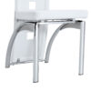 Table and chair set.63"*35.4" White Imitation Marble Pattern MDF Dining Table Set - 6 PU Chair With White Saddleback, Geometric Pattern Backrest,Silver Curved Metal Leg.Suitable For Various Scenes.