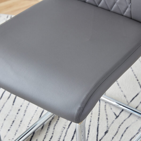 a850a6028e6a4311962a8fae013fd434_cd80df96e28b4fd83f92b9788cde104e Table and chair set.White MDF Coffee Table - Reinforced with Tempered Glass Legs.Paired with 4 Dark Gray high-quality PU chairs with silver metal legs.