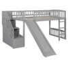 Stairway Twin Size Loft Bed with Two Drawers and Slide,Gray(OLD SKU:LT000515AAE)
