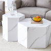 Modern minimalist style hexagonal white marble patterned MDF coffee table set (two-piece set) .Complex texture patterns, style and texture coffee table to redefine your interior decoration.