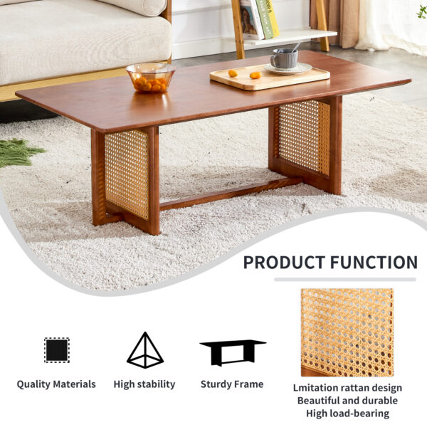 Chinese style log wind Imitation rattan Walnut color tea table rectangular solid wood coffee low table small family living room tea table