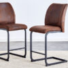 A set of two brown chairs, including suede cushions and black metal legs. Small size, suitable for select groups, suitable for dining room, kitchen, terrace and guest office chairs (set of 2)