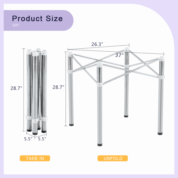 a8bb303edfab431da65bcfe2cbe286bd_96ab7f8982fc42a030130ce7ea159af3 Only Table Leg.Simple Silver Stainless Steel Folding Table Frame - Multifunctional, Space-Saving.Folding Table Frame,Silver Stainless Steel Material,5.5*5.5*28.7~26.3*26.3*28.7 Inch.