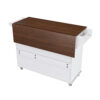 White Kitchen Island Cart with Foldable Tabletop & Drop Leaf - Mobile Breakfast Bar on Wheels with Wood Top and Storage