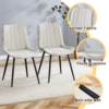 Extended Seat Cushion PU Dining Chair Set - Four Pieces,Ergonomic Design.Smooth line design,Integral metal leg structure,Can integrate well into various modern home decoration styles.