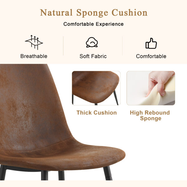 a9242a8aa8ea444c924fe8a9a8906047_a527434a3a8c1aa6aedd0d6e9ff59478 Table and chair set.63"x35.4" Wood-Textured MDF Dining Table with Black A-Frame Legs.Paired with 4 Brown Technology Fabric Round Corner Dining Chair.Density Board Sticker,Iron Pipe Spraying,
