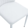 Set of Eight White PU Comfort Dining Chairs (17.7"x25").Dining chair with extended backrest,WHITE PU,Silver metal legs,Suitable for various places such as family restaurants, hotels, coffee shops,etc.