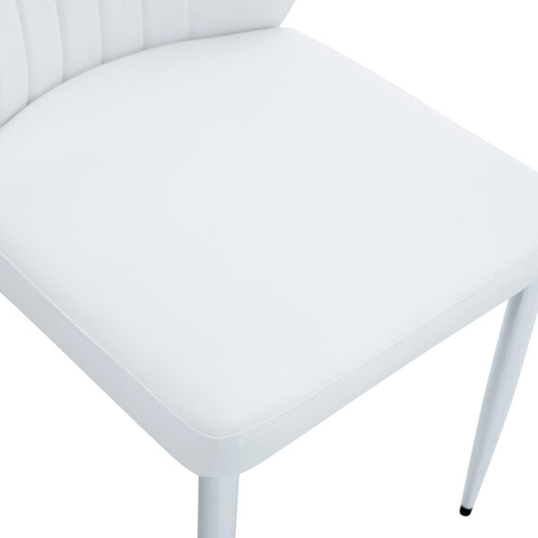 a9485a262f454d619fb0f8bc875f77f1_5849c30bba729ad6874110259f92b779 Set of Eight White PU Comfort Dining Chairs (17.7"x25").Dining chair with extended backrest,WHITE PU,Silver metal legs,Suitable for various places such as family restaurants, hotels, coffee shops,etc.