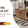 Table and chair set.64.5 x 35.4 Inch Stylish Wood Color Textured Dining Table.Perfectly Blending Simplicity And Transparency.Paried With 6 Brown technology fabric chairs with arched black legs.