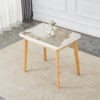 Imitation marble white sintered stone tabletop with rubber wooden legs, foldable computer desk, foldable office desk, suitable for restaurants, living rooms, terraces, kitchens