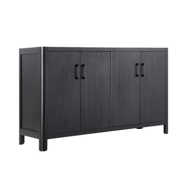 Mirod Farmhouse Style 4-Door Cabinet with Natural Finish, A Rustic Accent for Entryways or Small Spaces