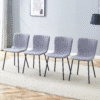 Luxury Minimalist Chairs - A set of 4 high quality dining chairs with black metal legs. The integral metal leg structure is suitable for various interior decoration styles.