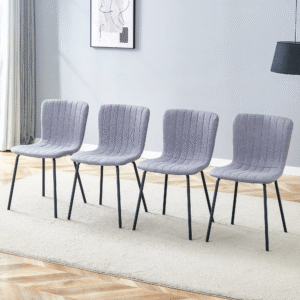 Luxury Minimalist Chairs - A set of 4 high quality dining chairs with black metal legs. The integral metal leg structure is suitable for various interior decoration styles.