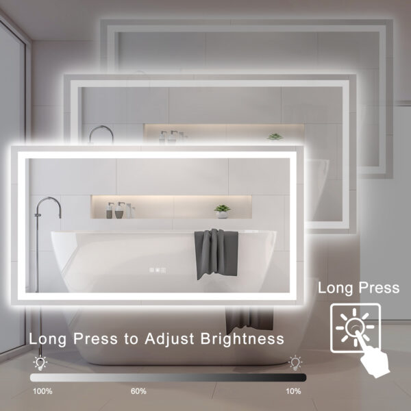 60" x 32" LED Bathroom Mirror with Anti-Fog and Touch Sensor – Modern Frameless Lighted Wall Mirror for Bathroom Vanity, Shower Room, or Dressing Area