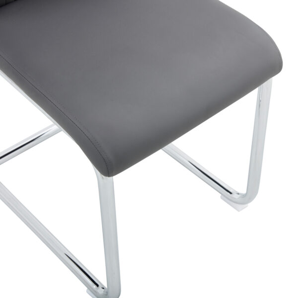 Modern Dining Chairs with Faux Leather Padded Seat Dining Living Room Chairs Upholstered Chair with Metal Legs Design for Kitchen, Living, Bedroom, Dining Room Side Chairs Set of 4 (Grey+PU)C-001