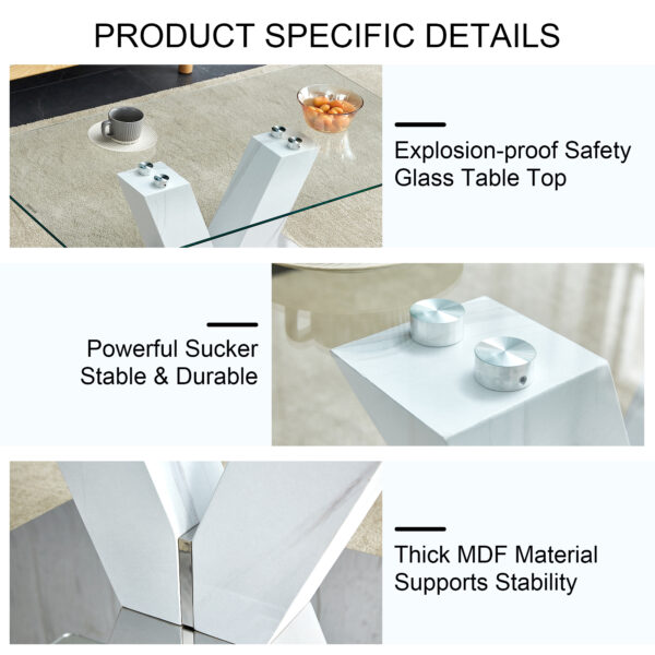 aa06d3d931714c4d88907eb97686b9e8_20240206_bfe25e2826825fd5c1e8971f3652918e Modern minimalist coffee table. Transparent tempered glass tabletop with silver MDF pillars. Suitable for living room and dining room