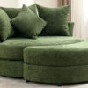 Orisfur. 360° Swivel Accent Barrel Chair with Storage Ottoman & 4 Pillows, Modern Chenille Leisure Chair Round Accent for Living Room, Green