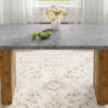 Large modern rectangular table with cement-grey patterned top and large MDF legs for kitchen, dining and living room to give a different atmosphere to the home environment.