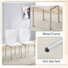 Luxury Simple Chair - Set of 6 White PU Material High Resilience Dining Chair with Metal Silver Leg.The Chair Back Has a Vertical Stripe Design With Smooth And Uniform Lines.