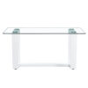 Glass Dining Table Large Modern Minimalist Rectangular for 6-8 with 0.4" Tempered Glass Tabletop and white MDF Trapezoid Bracket,For Kitchen Dining Living Meeting Room Banquet Hall F-1550