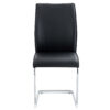 Luxury Simple Arch Chair - Set of 4 Black PU Material High Resilience Dining Chair with Arched Metal Silver Leg.