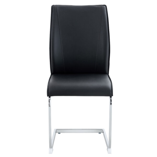 aa22b4ce07e449628f81b69912892c7f_5b096747d6abf2fac9c93d6b9cb9b89a Luxury Simple Arch Chair - Set of 4 Black PU Material High Resilience Dining Chair with Arched Metal Silver Leg.