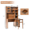 Computer Desk with 90 Degree Rotating Desktop, 43x70 Inch Office Desk with Storage Drawer and Cabinets, Gaming Desk with Shelves, Writing Desk for Study, Work Desk for Home Office Bedroom Living Room